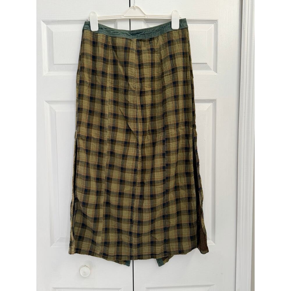 Free People Plaid Mixed Midi Skirt Small Medium - Picture 4 of 5